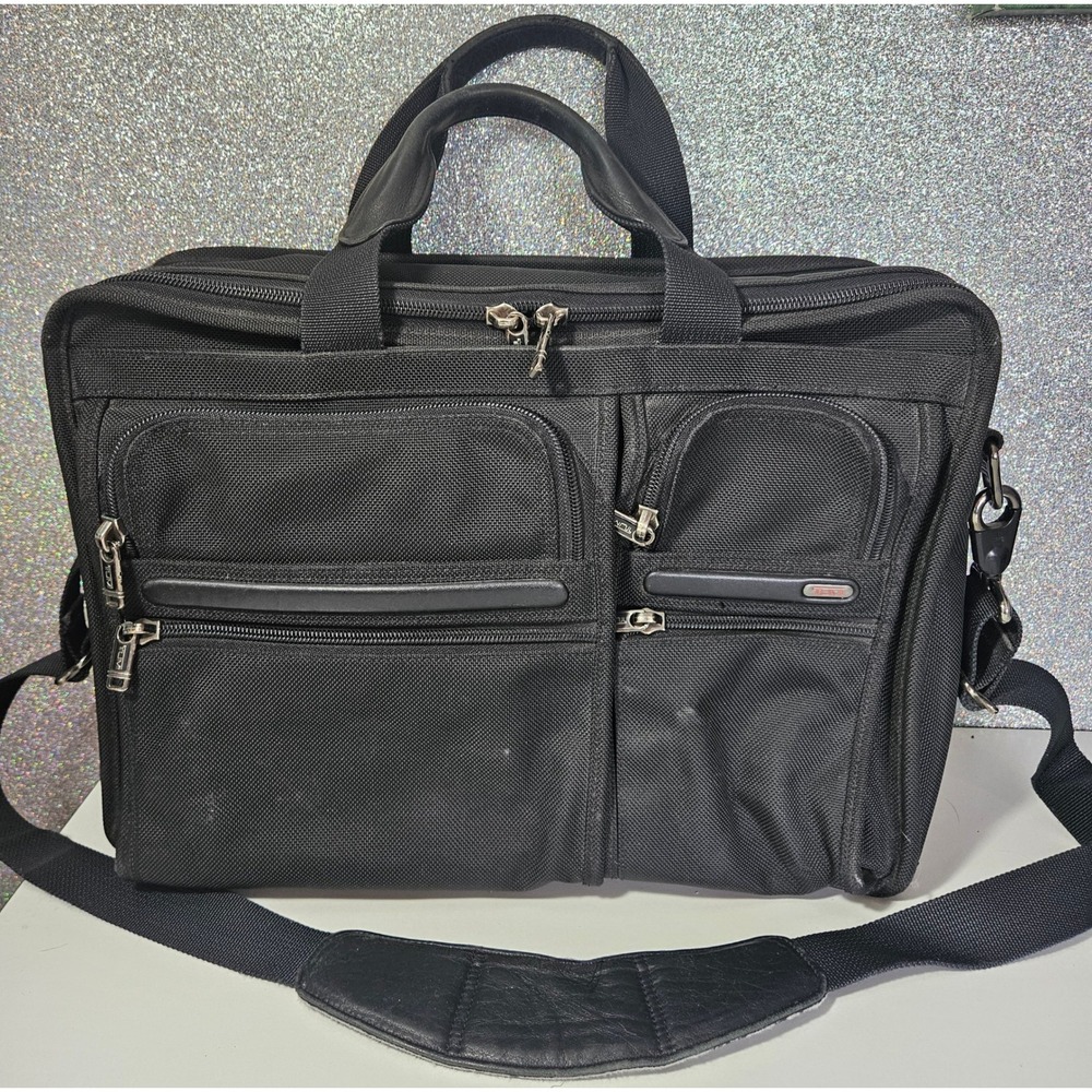 TUMI 26160D4 Alpha‎ Ballistic Nylon Expandable Briefcase Black Messenger Bag